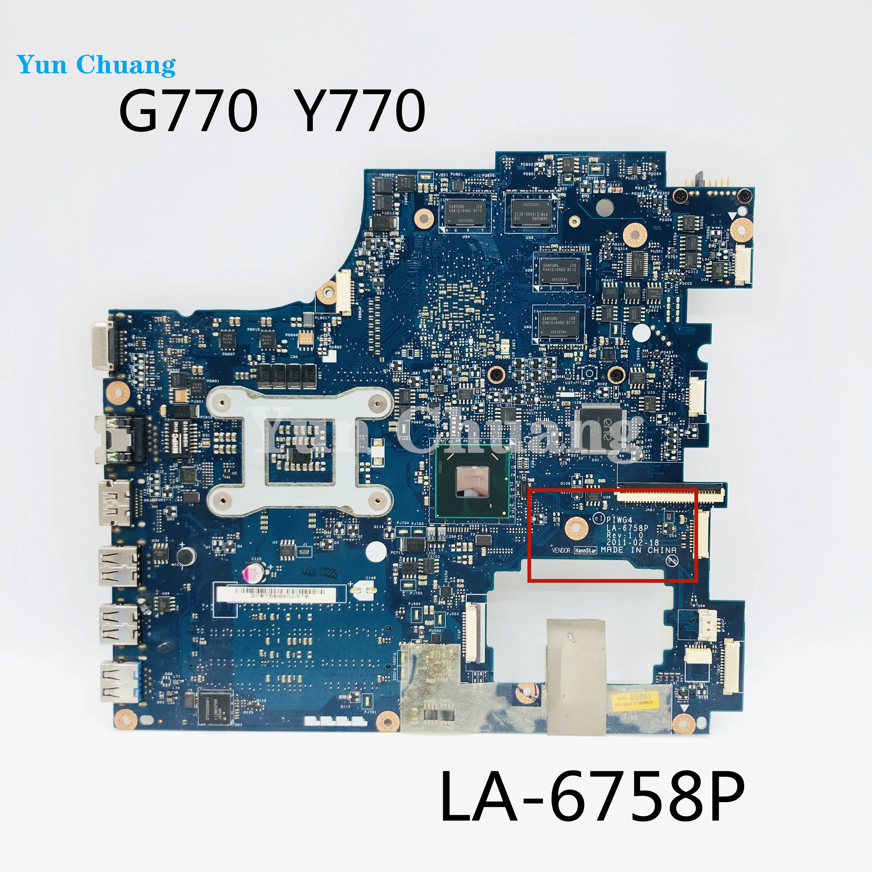 Imagem -03 - Rev: 1.0 Placa-mãe para Lenovo Ideapad G770 Portátil Placa-mãe hd 6600m 6700m Gpu Hm65 Ddr3 100 Trabalho de Teste Piwg4 La6758p