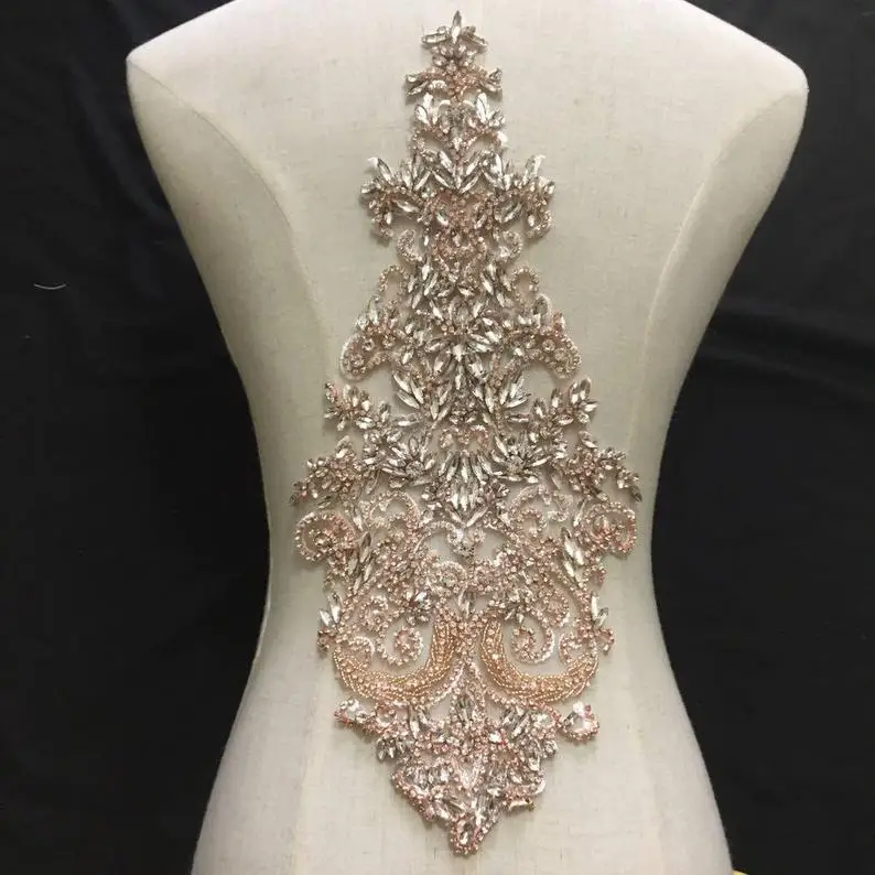 Crystal Bodice Applique For Wedding Dress Bridal Supplies Rhinestone Bodice Applique B3#