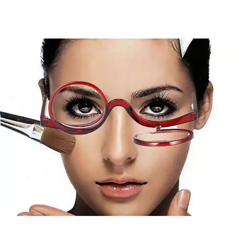 seemfly Women Makeup Reading Glasses Rotatable Magnifying Flip Make Up Eye Glasses Presbyopic +1 +1.5 +2.0 +2.5 +3.0 +3.5