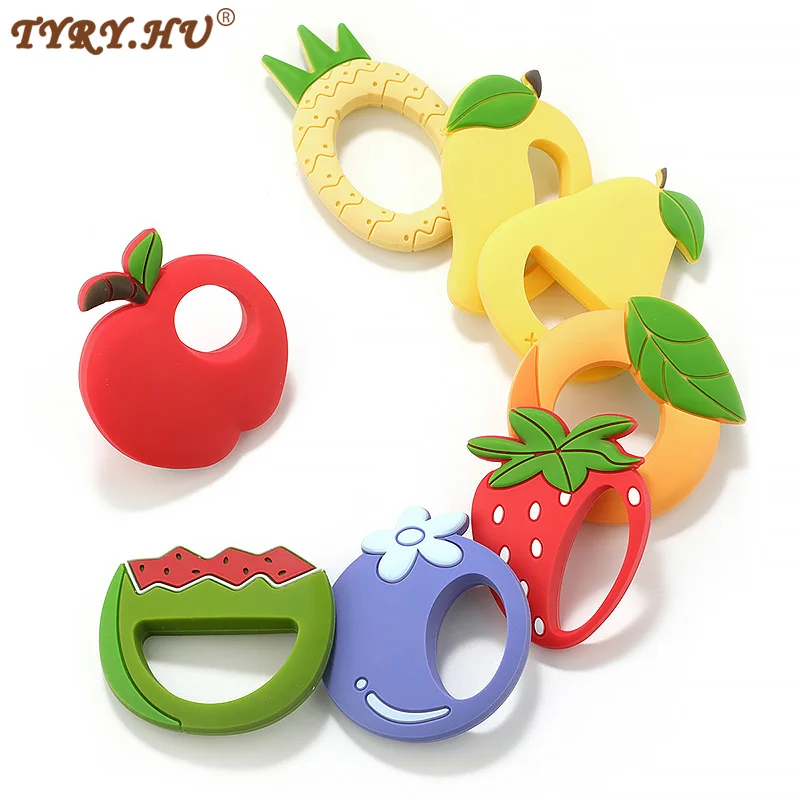 TYRY.HU 1Pc Fruit Silicone Teether Baby Teething Toys BPA Free Silicone Chew Dental Care Nursing Teether Gift For Infant