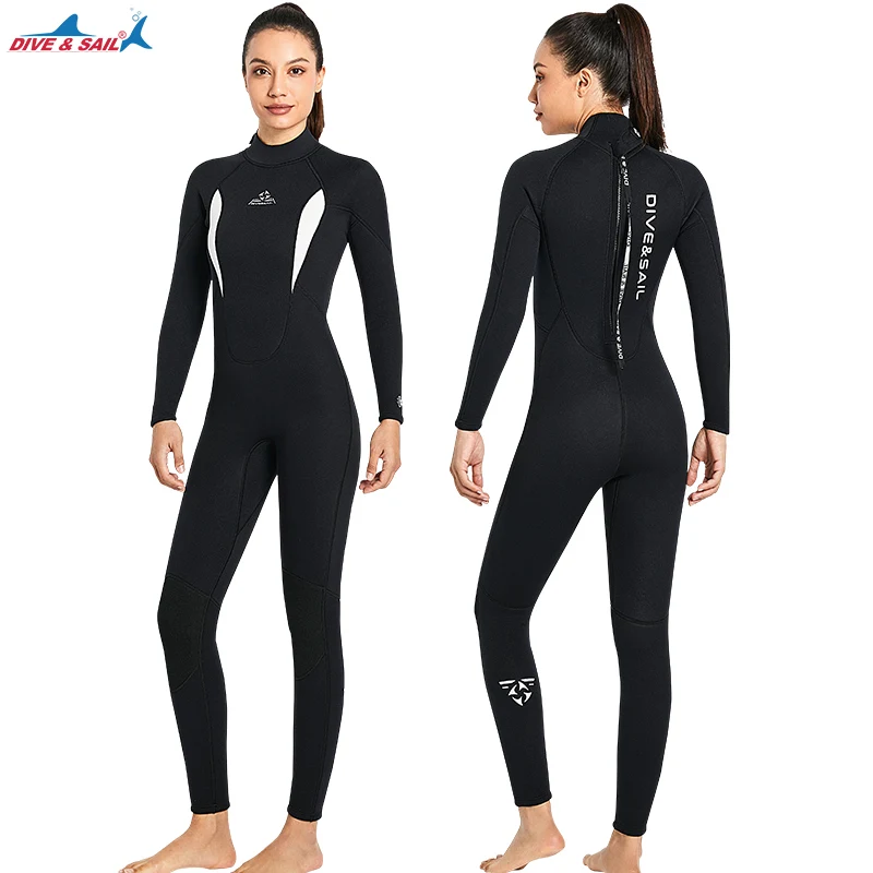 

Full Wetsuit for Men Women 3mm Strength Long Sleeve Neoprene Diving Suit Thermal Suit Back Zip for Water Sports Kayakboarding