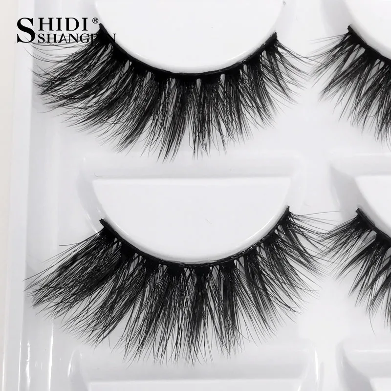SHIDISHANGPIN 3/5 أزواج 100% رموش بالمنك الحقيقي ثلاثية الأبعاد الرموش الصناعية الطبيعية المنك جلدة لينة رمش تمديد طقم ماكياج Cilios