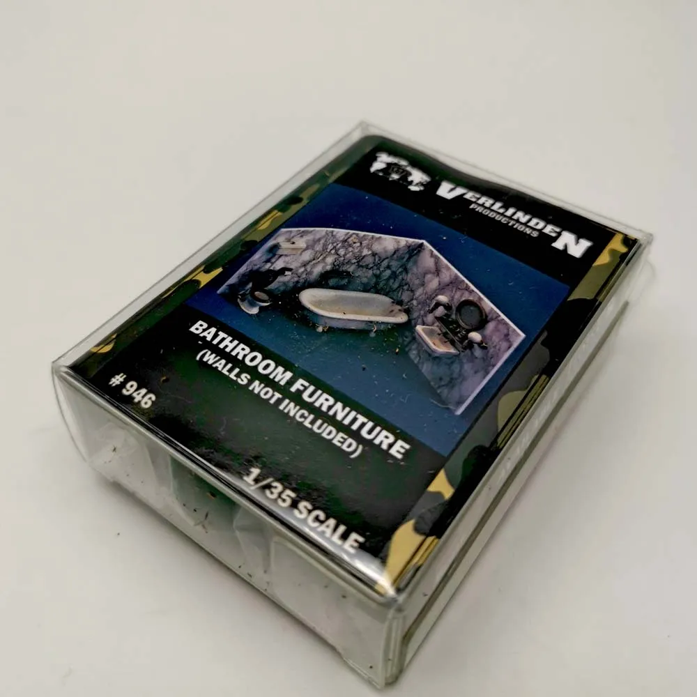 1/35 أثاث الحمام تركيبات المرحاض حوض الاستحمام (الجدران لا تشمل) مجموعات ملحقات الراتنج ، VERLINDEN # 946 غير مجمعة غير ملونة