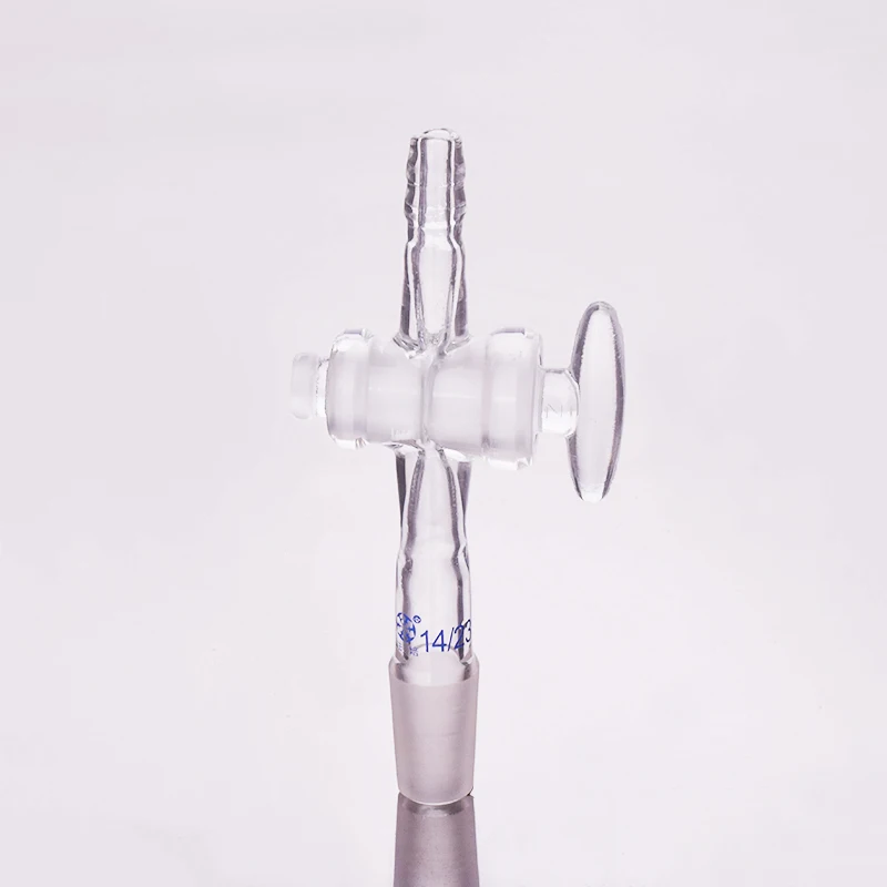 Straight suction connector,Glass valve 14/23,Joint with Glass stopcock standard ground mouth,Flow Control Adapter, 180 Degree