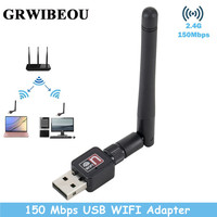 Network Card Mini USB WiFi Adapter Card 150 Mbps 2dBi WiFi adapter PC WiFi Antenna WiFi Dongle 2.4G USB Ethernet WiFi Receiver