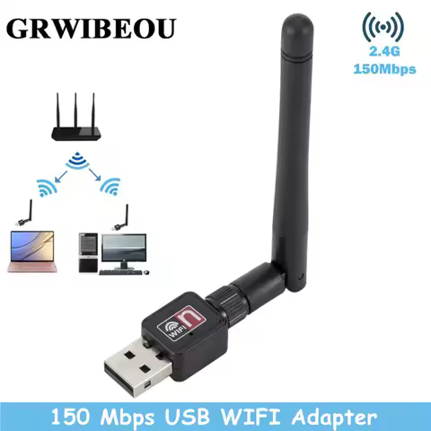 Network Card Mini USB WiFi Adapter Card 150 Mbps 2dBi WiFi adapter PC WiFi Antenna WiFi Dongle 2.4G USB Ethernet WiFi Receiver