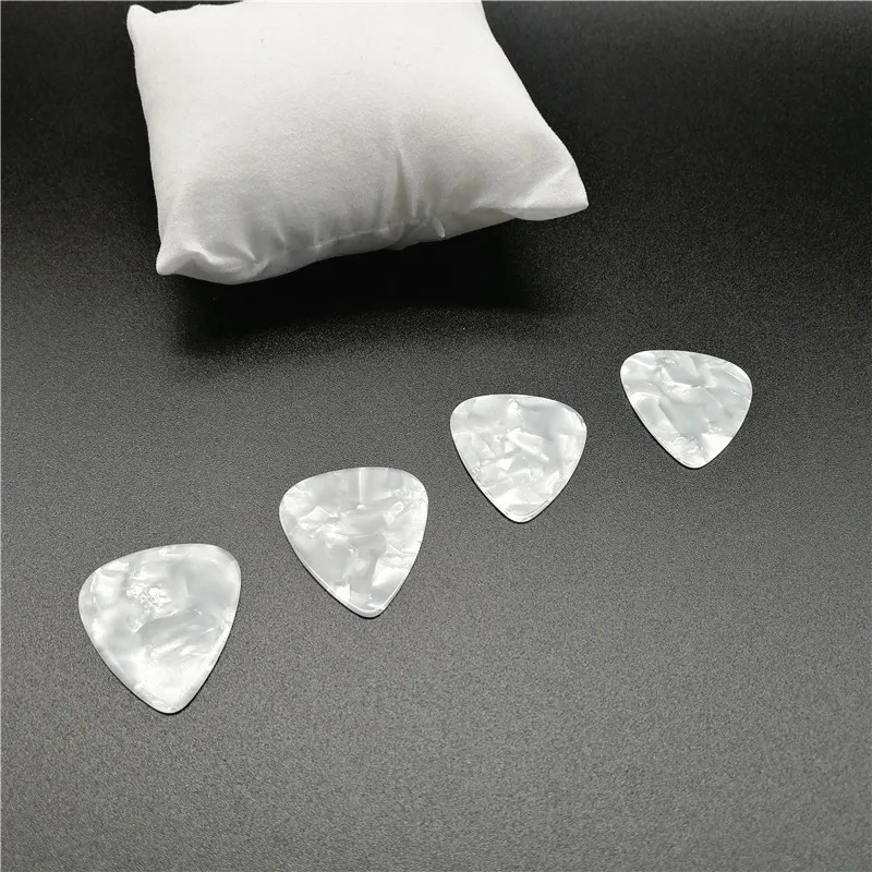 Pearl White Guitar Picks, Pearl White, Celluloid, Pelctrum, Blank White, 200Pcs, Batch, 0.46mm, 0.71mm, 1.0mm