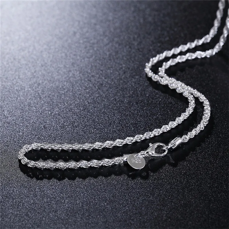 BABYLLNT 2024 Hot Sale 925 Sterling Silver 3MM Twist Necklace Chain For Men Women Wedding Fashion Banquet Jewelry Party Gifts