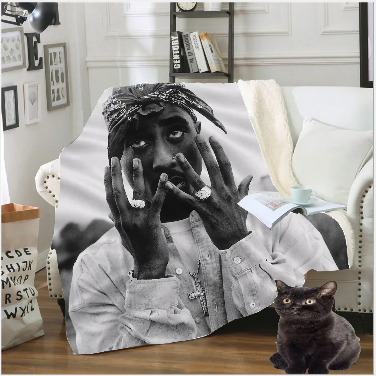 2pac Tupac Fleece Blanket Plush 3d Printed for Adults Sofa Sherpa Fleece Bedspread Wrap Throw Blanket style-1