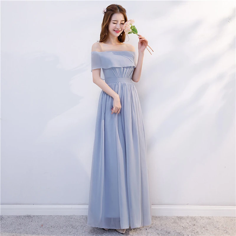 new gray bridesmaid dress long evening dress female wedding bridesmaid group sister skirt graduation dress small dress girls