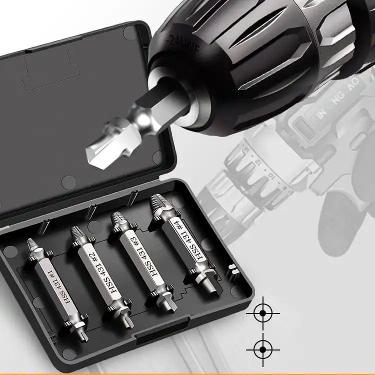 4/5/6PCS Double Damaged Ended Screw Remover Extractor Drill Bit Set Stripped Broken Easily Take Speed Out Bolt Stud Demolition T