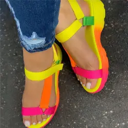 KAMUCC-Sandalias planas y cómodas para mujer, zapatos informales, multicolor, ligeros, talla grande 43, Verano