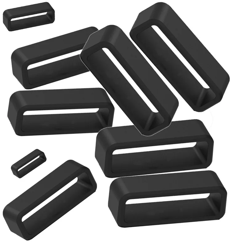 2-10PCS Rubber Watchbands Black Strap Loop Ring Silicone Watch Bands Accessories Holder 12 14 16 18 20 22 24 26 28 30mm Locker