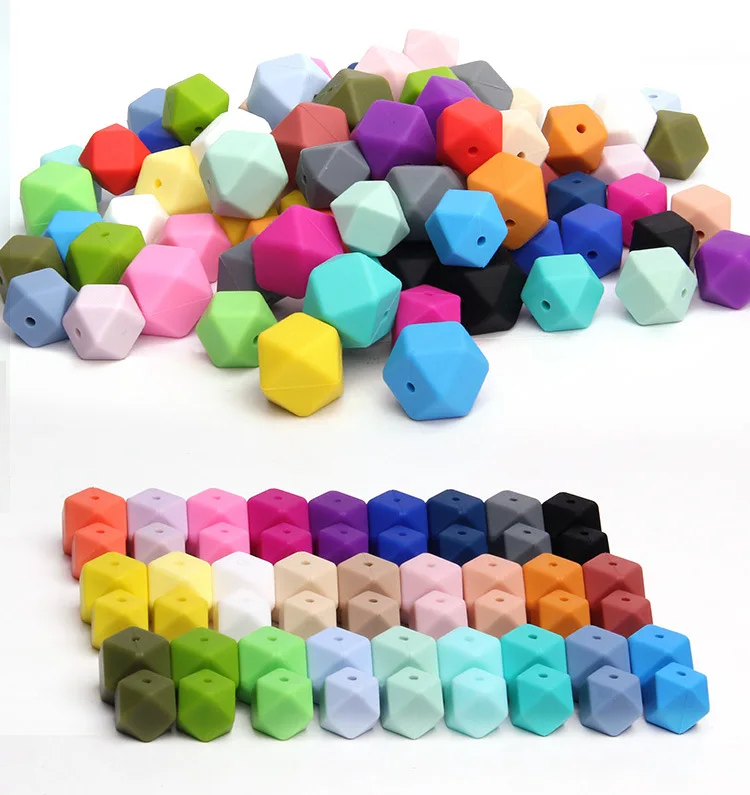 10pcs 14mm Hexagon Silicone Beads Baby Teether BPA Free DIY Necklace Pacifier Chain Baby Teething Care Infant Toy