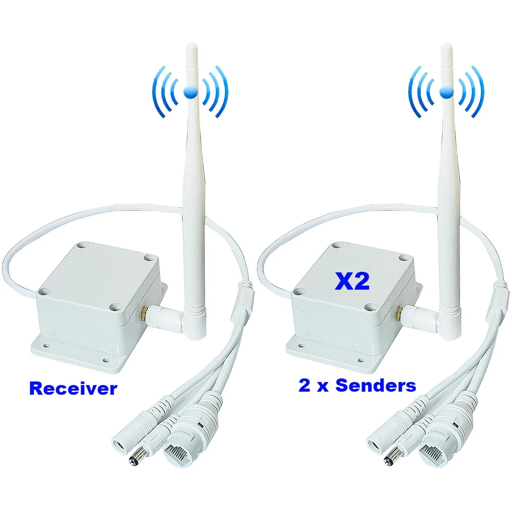 1 to 2 Long Distance 1KM Wireless WIFI sender AP Receiver Plug and play wire to wireless 1080P 5MP IP PTZ IP Camera Ethernet KIT