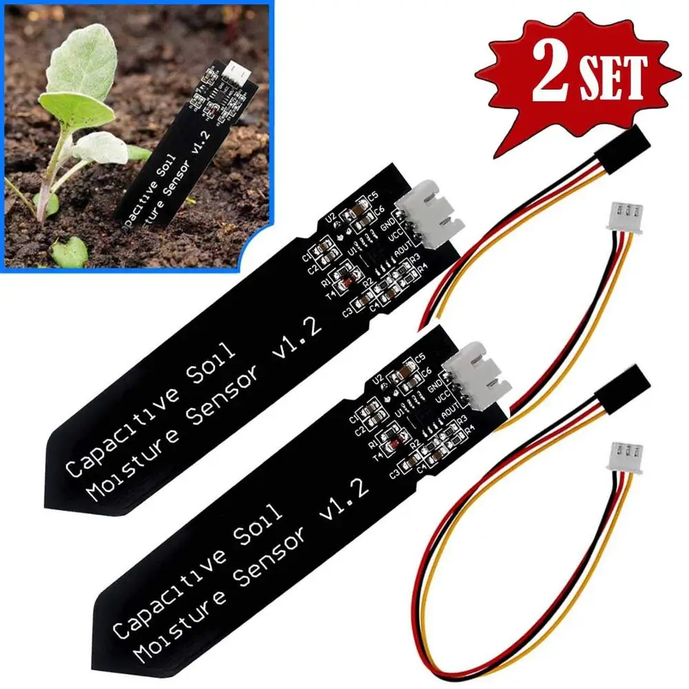 2Pack Capacitive Soil Moisture Sensor Corrosion Resistant for Arduino Moisture Detection Garden Watering DIY Electronic for Ardu