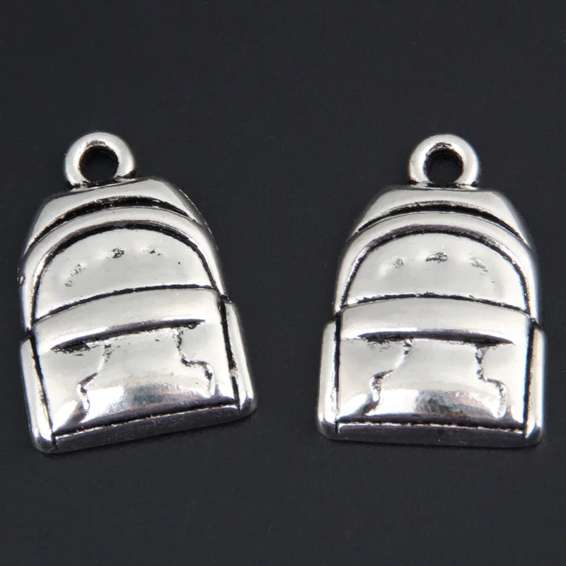 30pcs Silver Color 20x14mm School Bag Charms Backpack Pendant Fit DIY Jewelry Making Handcrafted Accessories