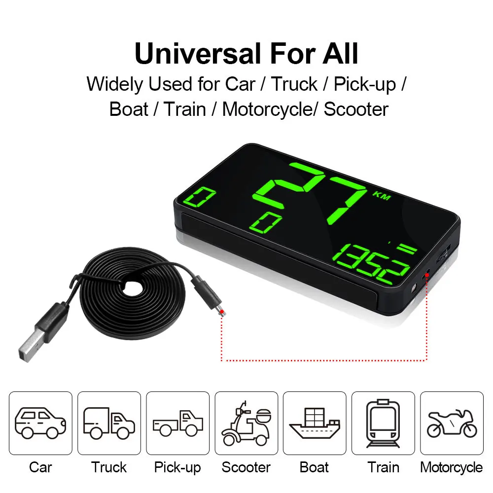 GPS Speedometer C60 HUD Display Car KM/h MPH China Cheap C80 Auto Electronics Speed Display C90 C1090 Large Screen A100 Hud