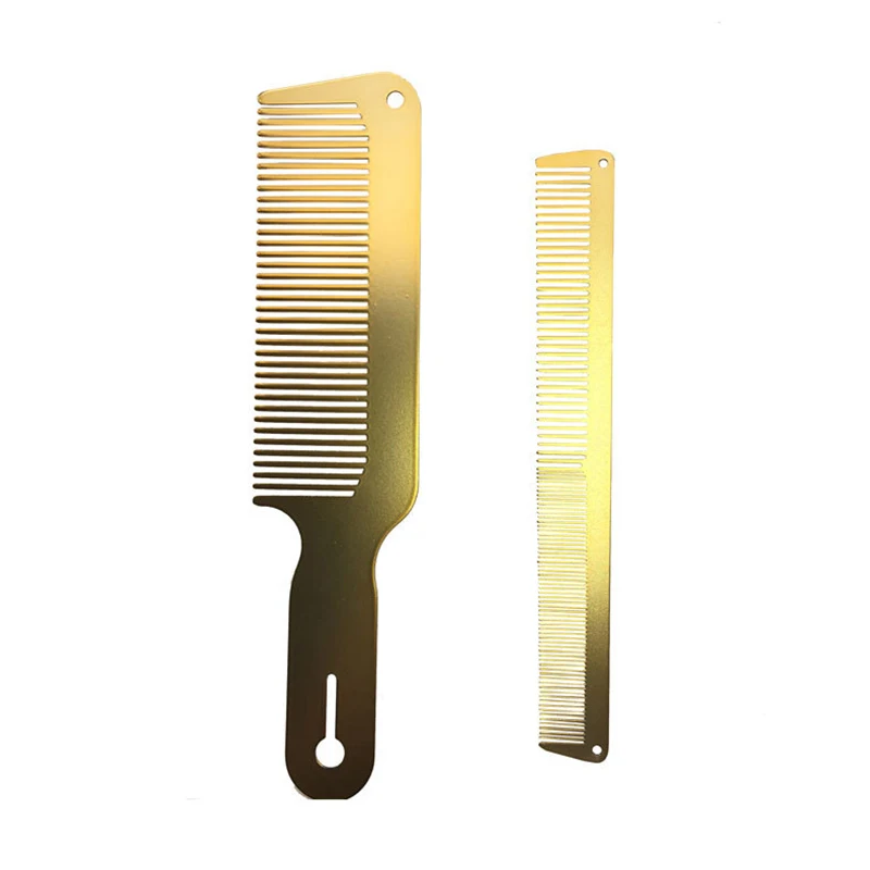 Men Hairstyle Comb Titanium Steel Metal Hairdressing Cutting Comb Thin Flat Top Clipper Over Comb Haircut Tools For Hairdresser