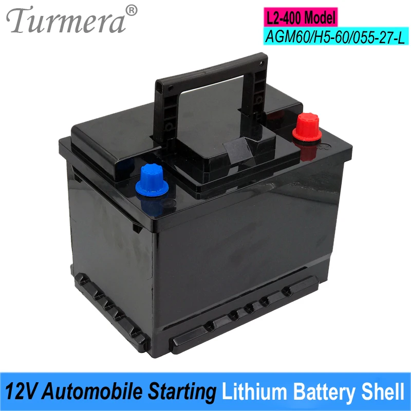 Turmera 12V Automobile Starting Lithium Batteries Shell Car Battery Box for L2-400 Series AGM-60 H5-60 Replace 12V Lead-Acid Use