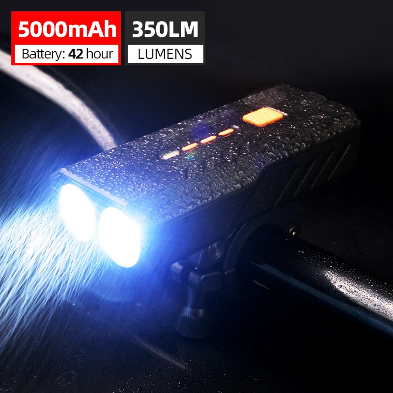 5000mah 2400mah Bicycle Light Smart Light Sensor Front Bike Light IP64 Waterproof Light for Bike LED USB Rechargeable Flashlight