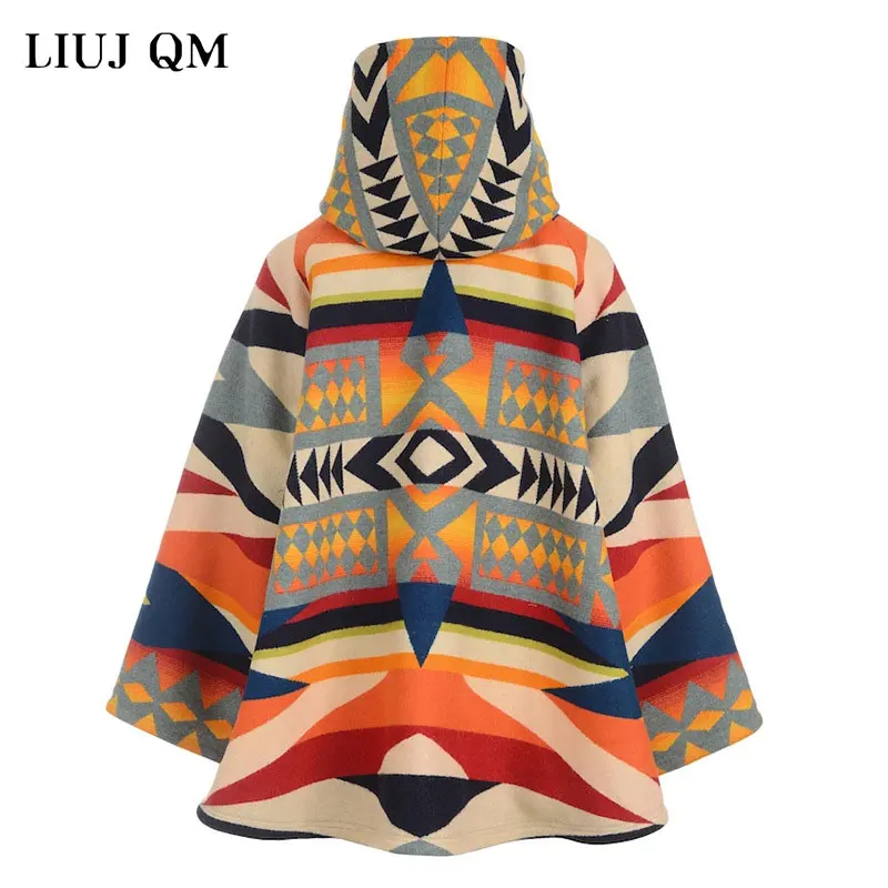 13 Colors Women Wool Coat Printed Hooded Woolen Coat Women Long Sleeve Loose Long Overcoat Women Coats And Jackets Winter Autumn