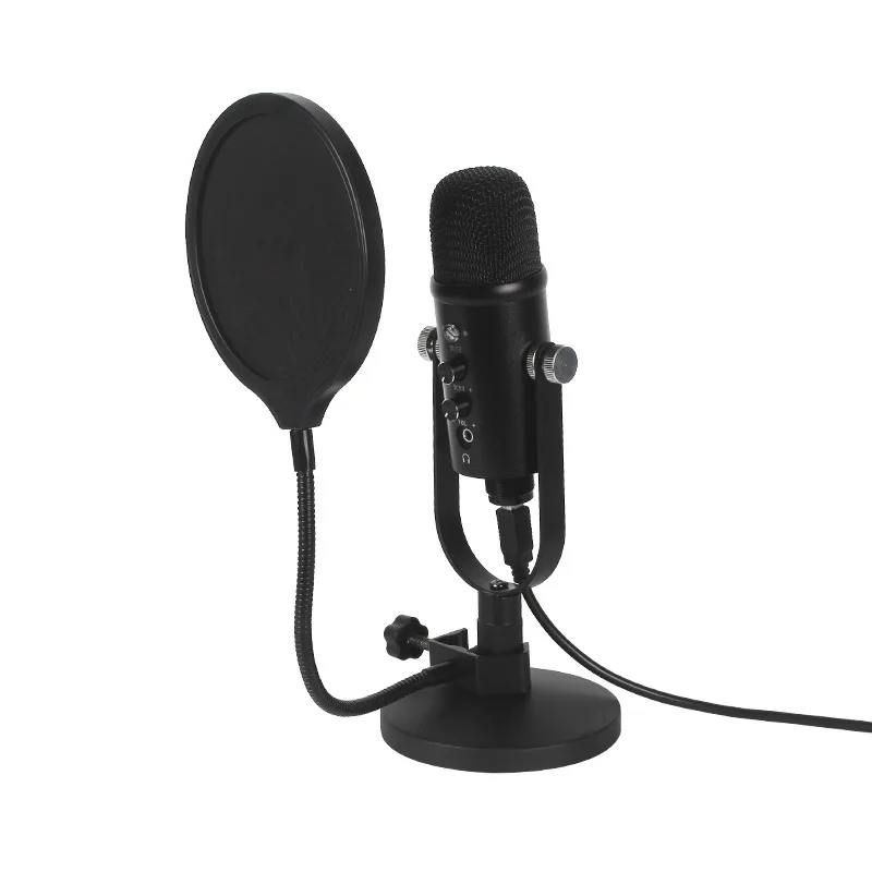 USB Microphone For Laptop PC Computer For Recording Streaming Twitch Voice Game Podcasting For Youtube Skype With Cast Iron Base