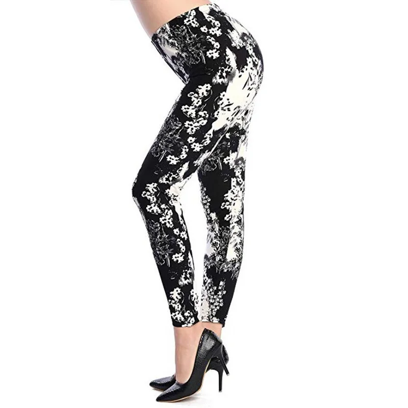 LJCUIYAO High Waisted Leggings Workout Cartoon Printed Leggings Stretch Punk Rock Disco Pants Evening Clubwear Trousers