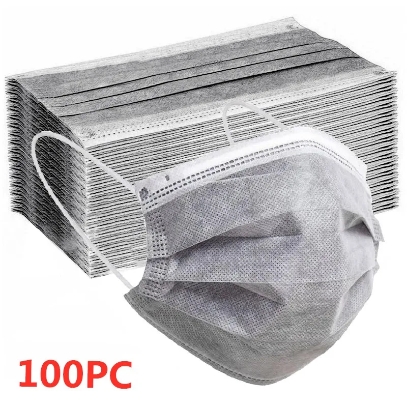 10/50/100/200pcs Gray Disposable mask 3 layers Meltblown Protective Breathable Disposable mouth face mask mascara descartavel