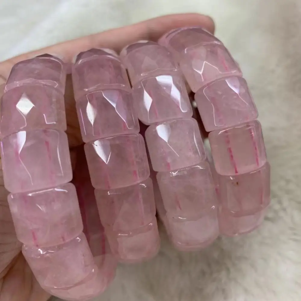 

Natural Rose Quartz Stone Beads Bracelet Natural Gemstone Jewelry Bangle For Women For Gift Wholesale !