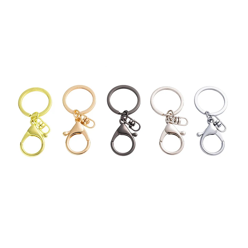 50Pcs/Lot 30mm Key Ring Lobster Clasp Keychain Hook DIY Accessories Jewelry Making Silver Gold Gun black Pink gold