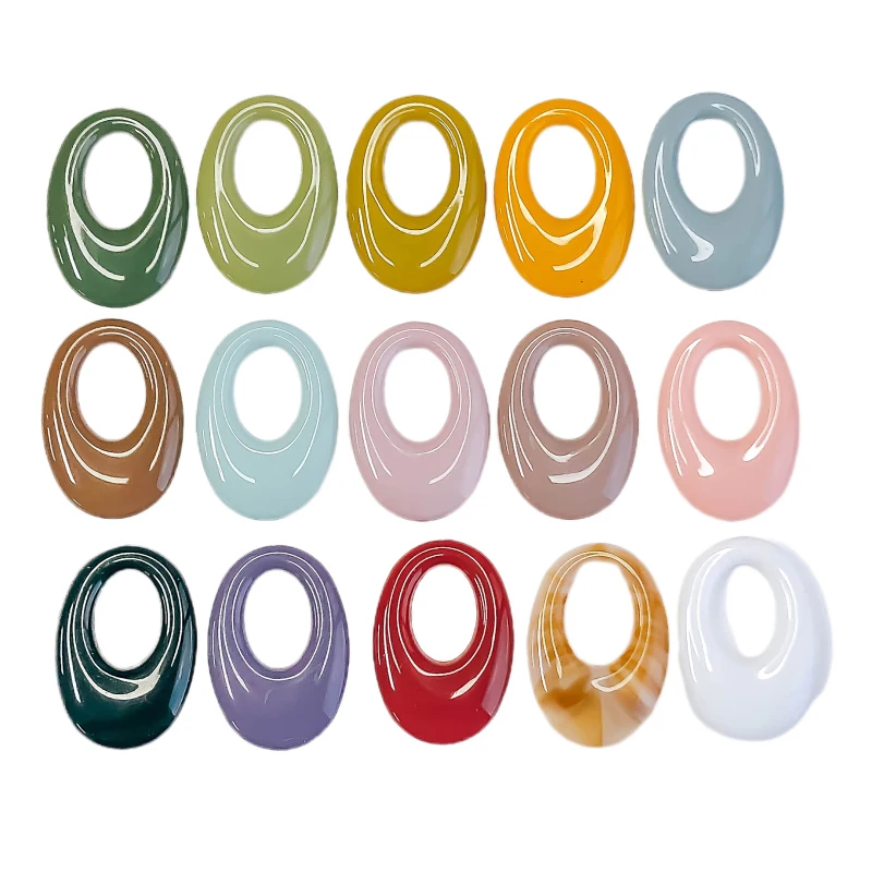 Acrylic Oval Shape Pendant Accessories Ear Drop Mixed Colors Necklace Charms Wholesale Jewelry Making Finding Diy Material 10pcs