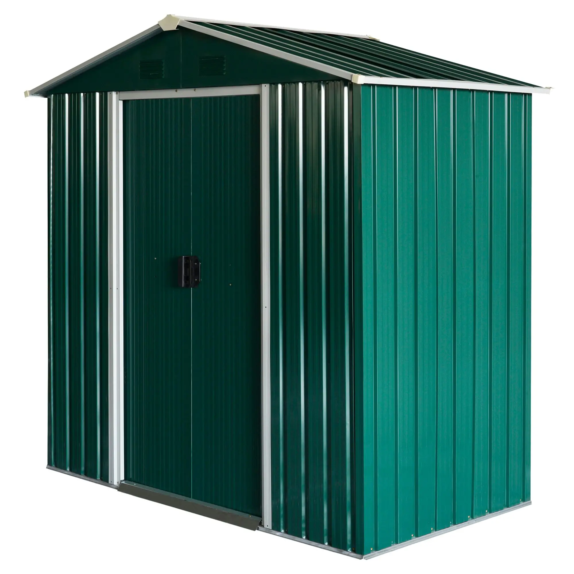 Outsunny garden shed 2,2 m² galvanized steel shed with sliding door 194x110x184 cm Green