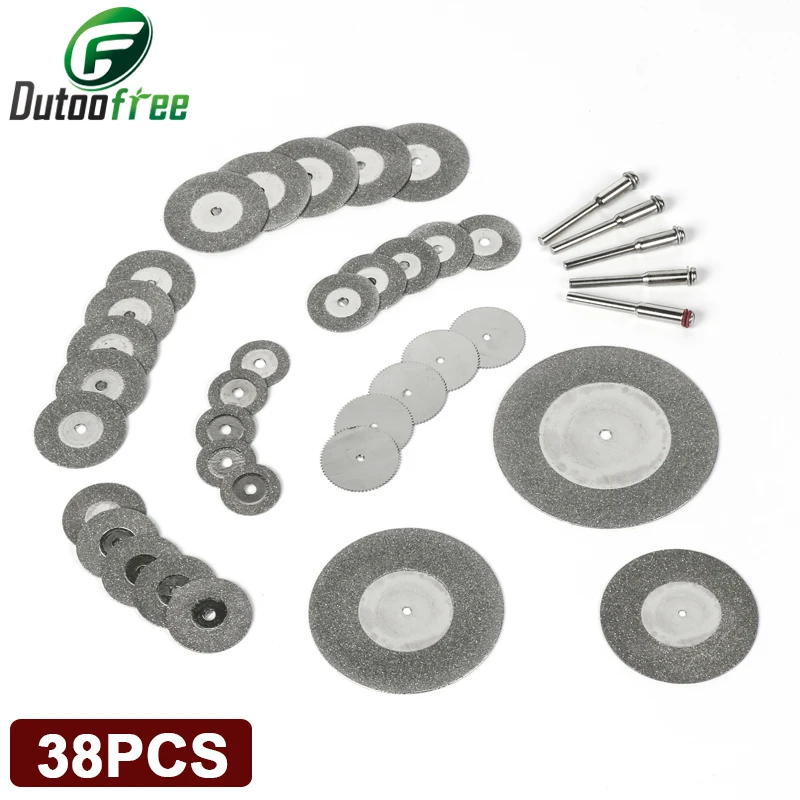 38PCS/lot Mini Diamond Saw Blade Silver Cutting Discs saw Circular Cutting Discwith for Dremel Drill Fit Rotary Tool