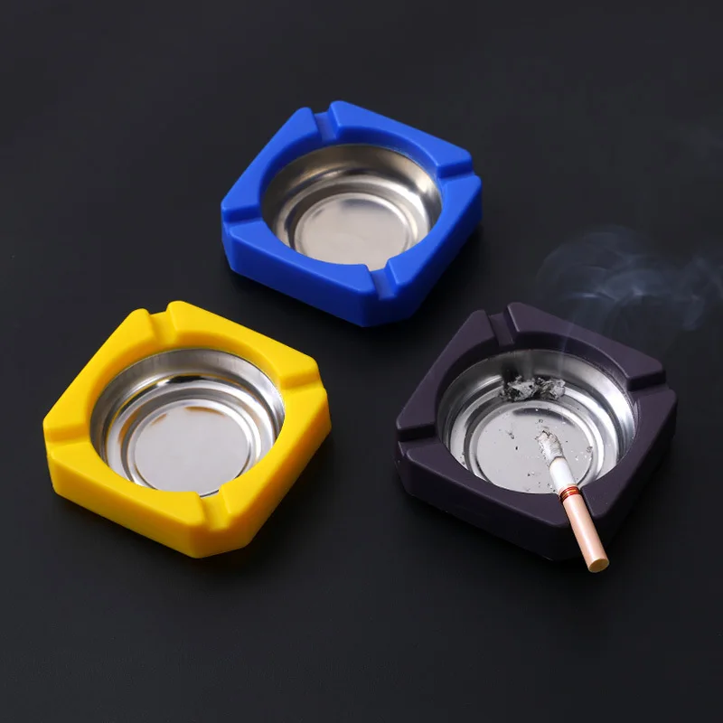 Durable Protable AshTray Stainless Steel High Temperature Resistant Ashtrays Tobacco Bowl Desktop Ash Holder Home Desk Accessori