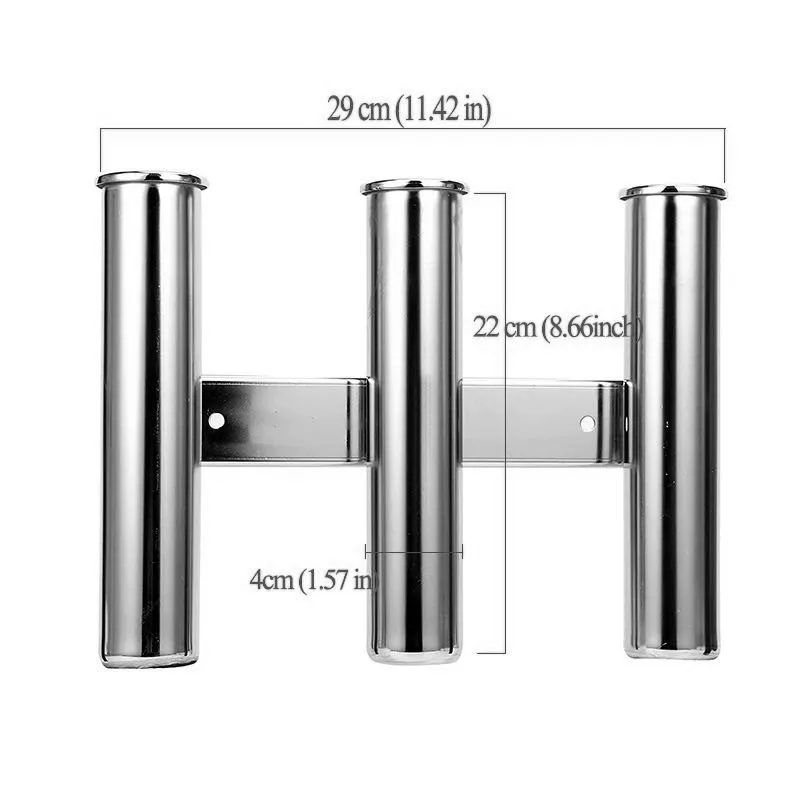 3 Tube Rod Holder Triple Stainless Steel Fishing Rod Holder Wall-hung Style For Boat Yacht  Rod Holder Organiser Pole Tube Mount