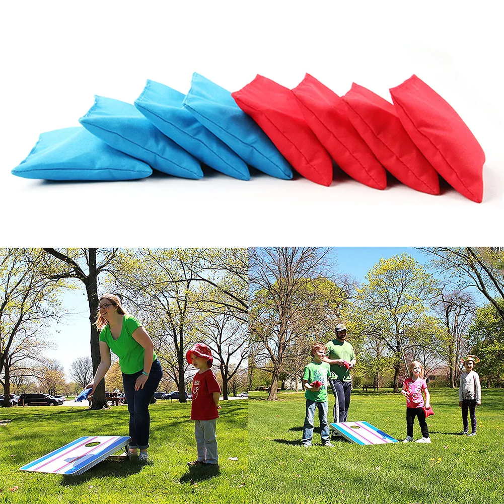 8PCS 10x10cm Cornhole Bean Bags Set Corn Filled Cornhole Cloth Bags Training Equipment For Outdoors Corn Hole Throwing Game