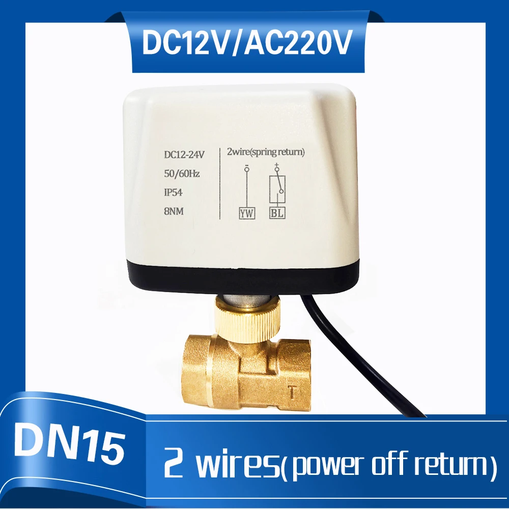 

1/2" Electric Valve Power Off Return with AC220V, DN15 2 WAY Brass Electric Water Valve replace solenoid valve for solar heating