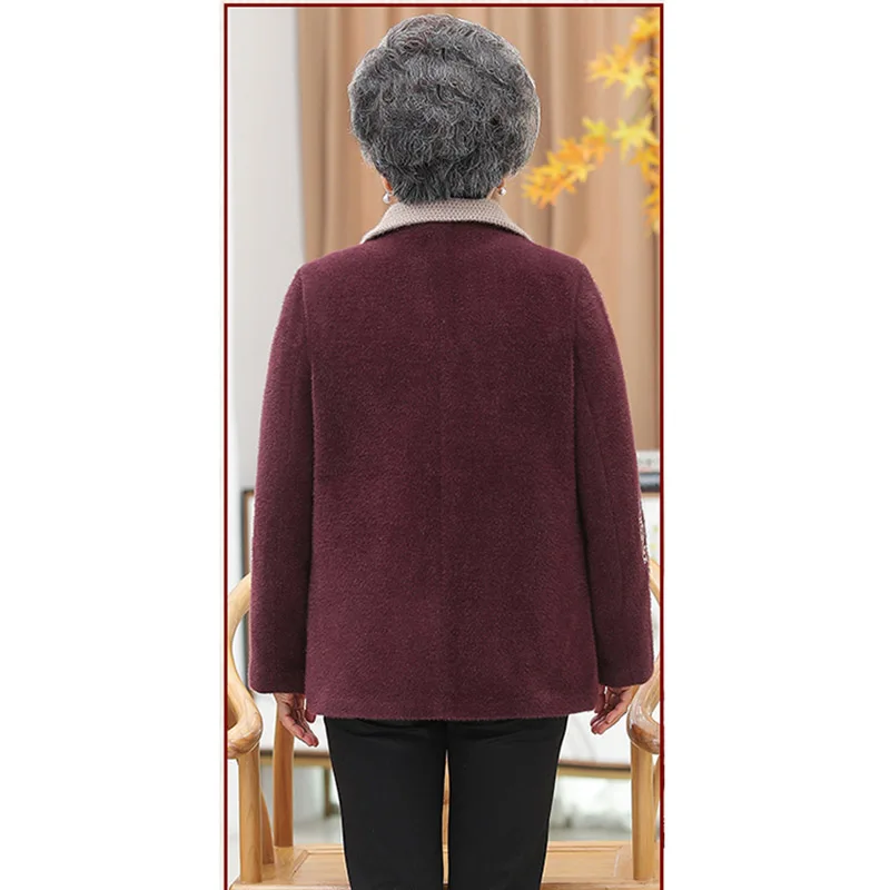 Mother Winter Imitation Mink Velvet Short Jacket Women Middle-Aged Plus Velvet Thick Warm Coats Cardigan Lady Outerwear Oversize