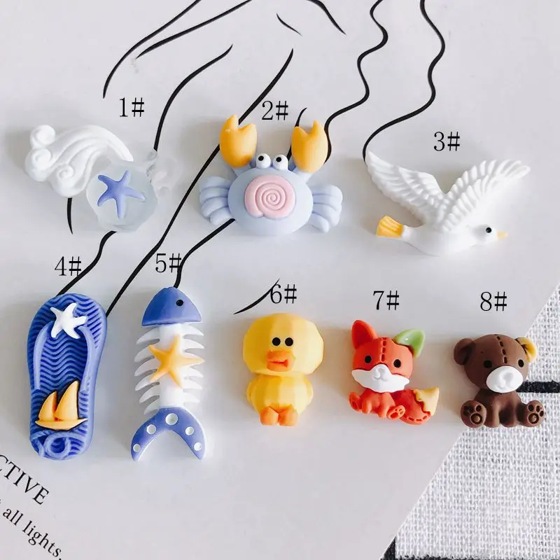 DIY jewelry accessories wholesale simple and cute cartoon crab seagull duck fox bear non-porous resin patch