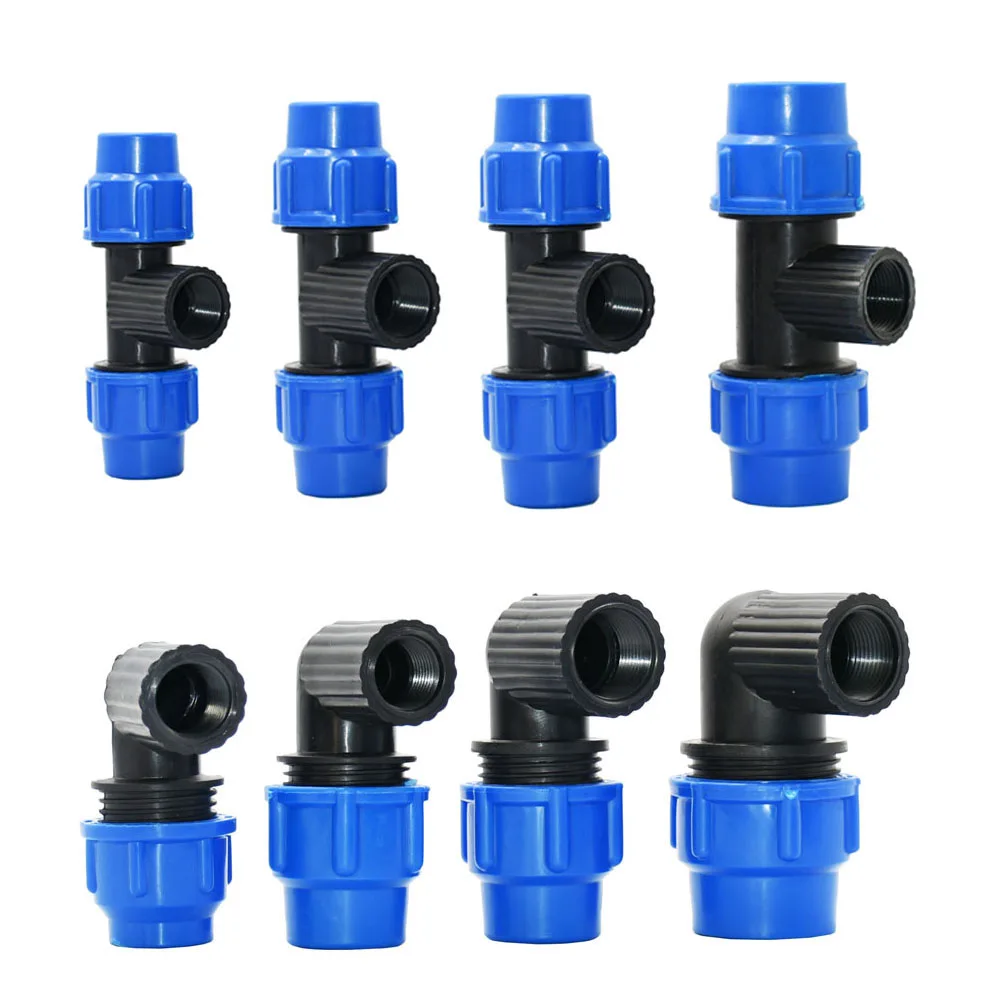 20/25/32/40/50mm PE Tube Quick Connector Elbow Tee Water Splitter Plastic Ball Valve Coupler Farm Irrigation Water Pipe Fittings