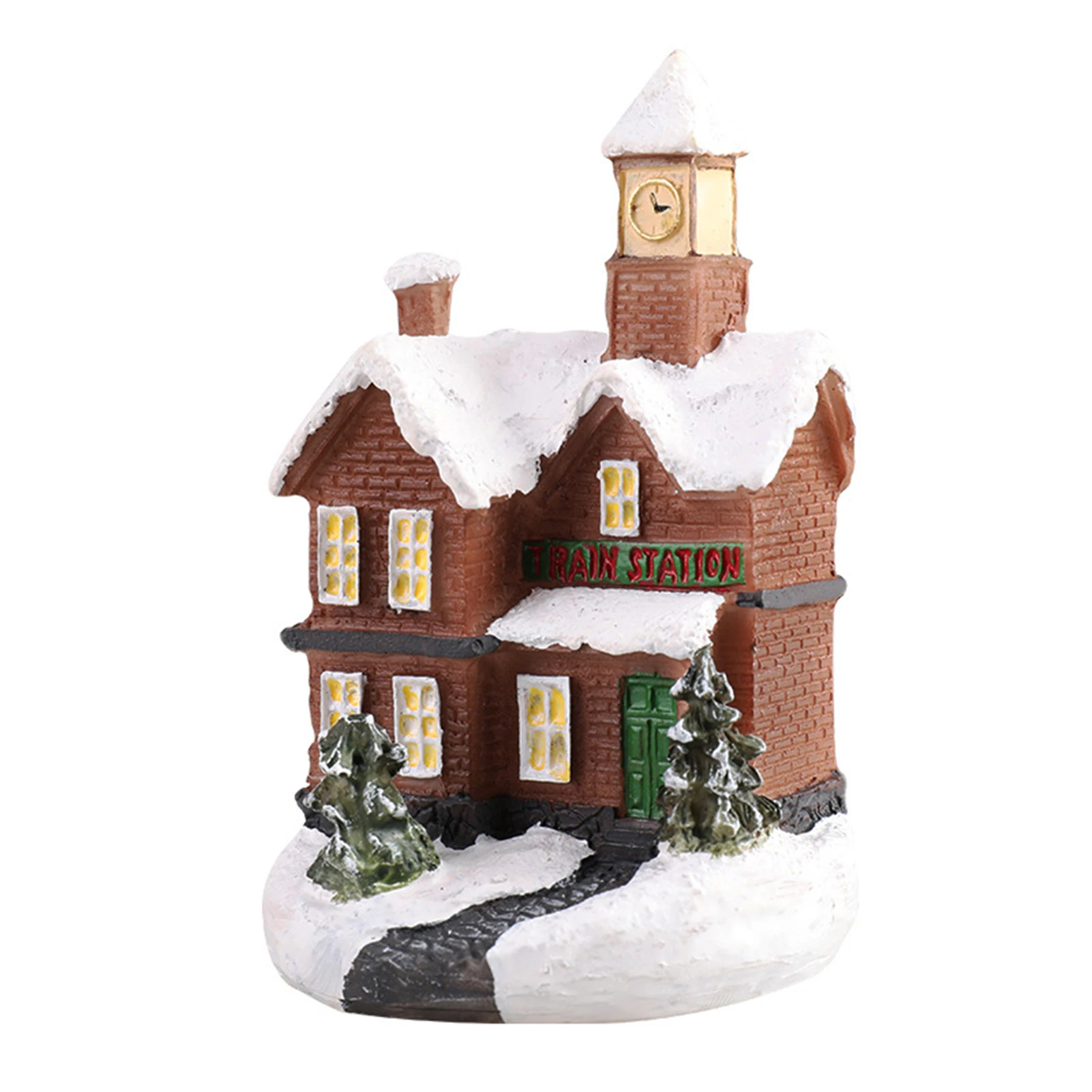 Casa de resina que brilla en la oscuridad, micropaisaje con batería, Mini Casa, decoraciones navideñas innovadora, MAZI888
