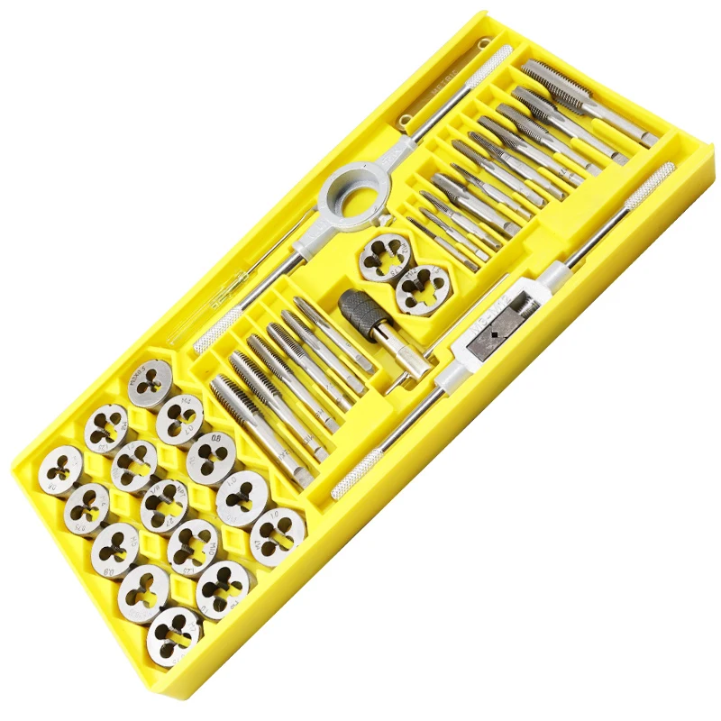 Q.Grt 6pcs-40pcs M3-M12 taraud Die Set Filetage MeaccelerTaps Wralike Dies Kit De Bricolage Wralike Vis Filetage Outils À Main Ensemble