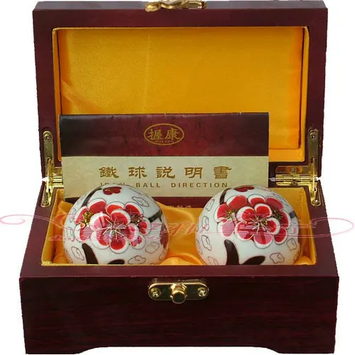 Baoding iron ball 50MM Fitness ball handball White Plum flower Cloisonne health care play gift parents mather's day father's day