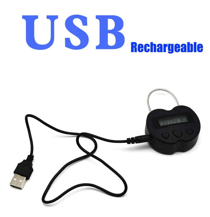 USB Time Lock Fetish Handcuff Mouth Gag Electronic Timer Bdsm Bondage Restraint Chastity Lock Adult Game Couple Sex Toy