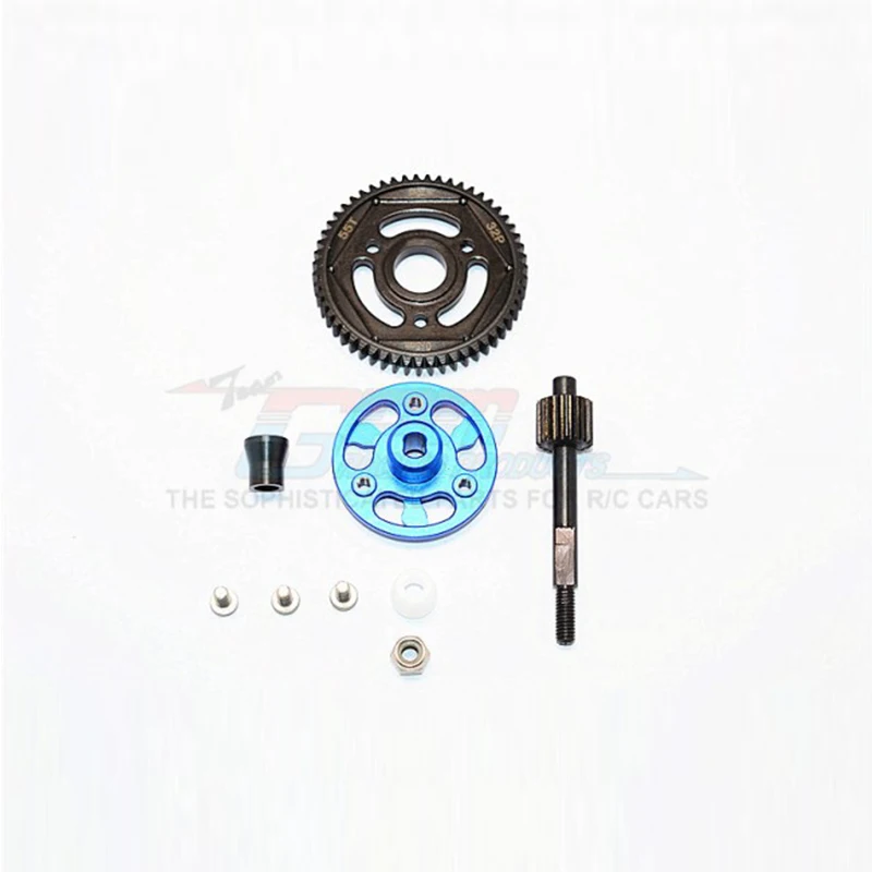 GPM ALUMINIUM SPUR GEAR ADAPTER+STEEL GEAR 55T+STEEL GEAR SHAFT For AXIAL SMT10 GRAVE DIGGER AX90055 RC Upgrade