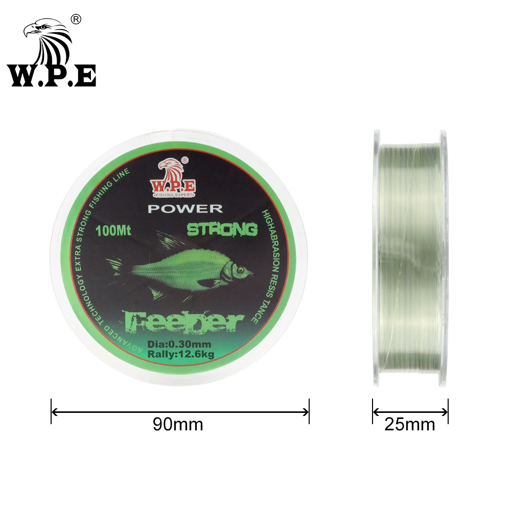 W.P.E FeeDer Nylon Fishing Line 100m 0.20mm-0.60mm Super Strong Monofilament 6.02-37kg Carp Fish Main Line Fishing Accessories