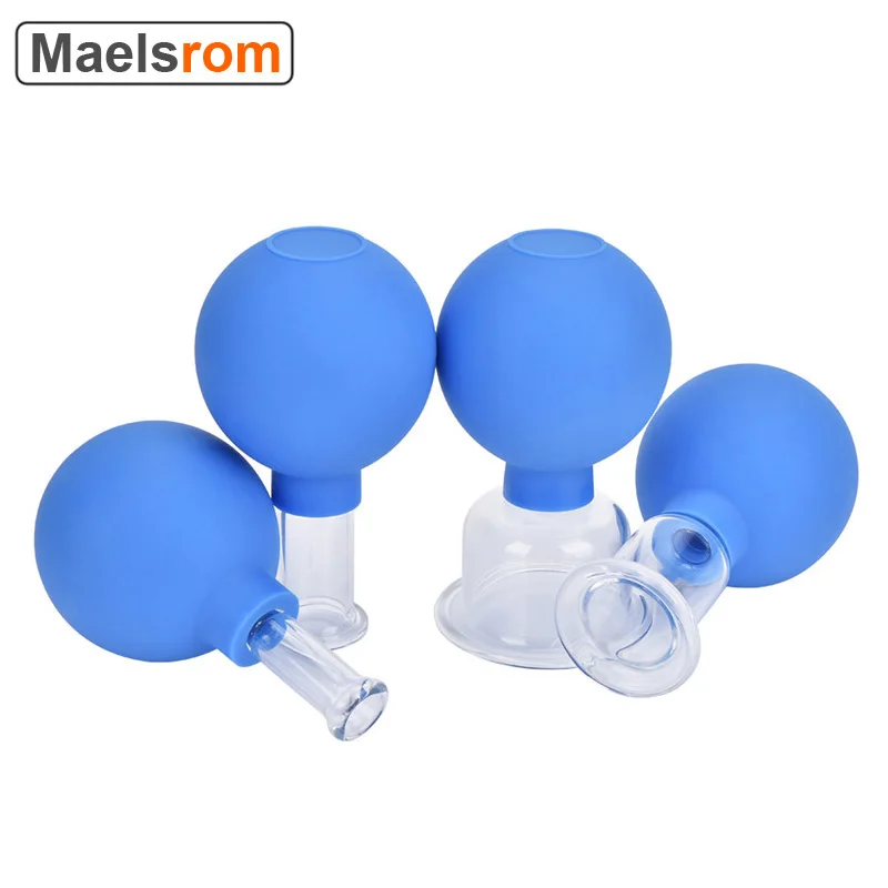 

4pcs Vacuum Cupping Cups Set Rubber Head Glass Cup Chinese Body Cupping Cups Anti Cellulite Massage Therapy Cans For Skin Lift