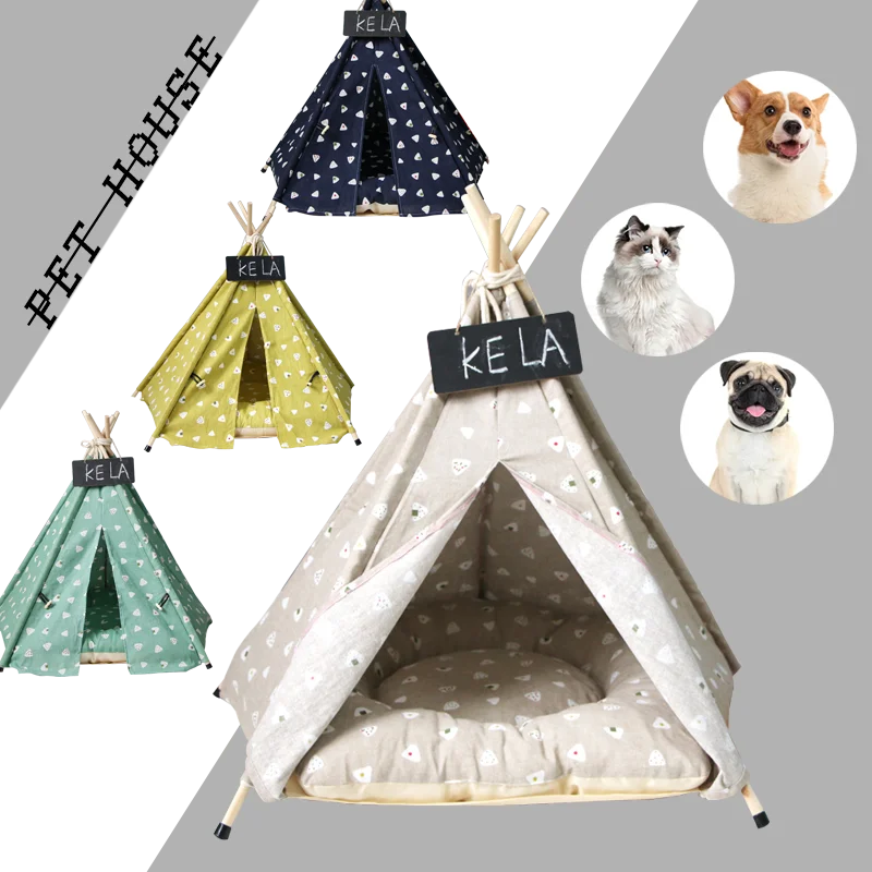 

Вигвам Kawaii с узором в виде глаз для собак, кошек, собак, тент с щенками, с подушкой и школьной доской, портативные палатки для собак, домики, деревянные типы, складной коврик