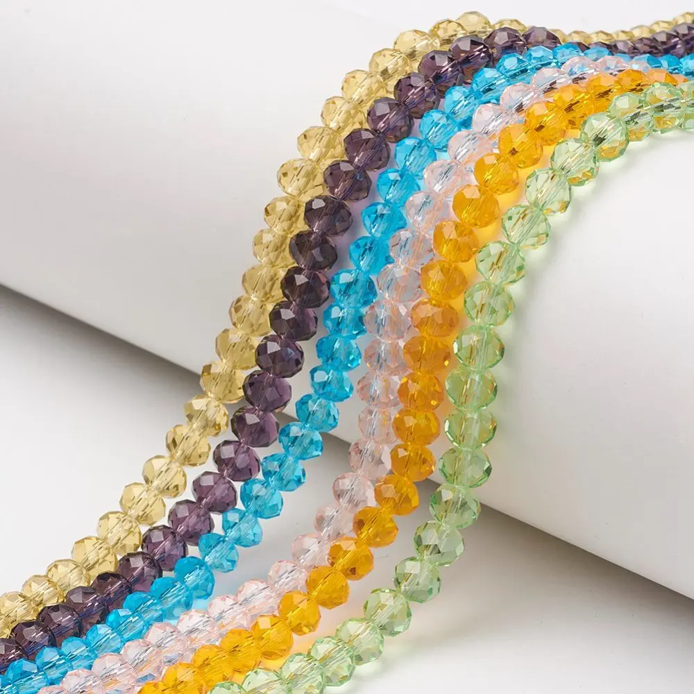 10 Strand Mix Color Faceted Glass Beads 4mm 6mm 8mm For Jewelry making DIY Bracelet Necklace Earring Crafts Decor Accessories